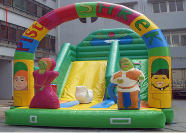 टिकाऊ प्लेटो पीवीसी Tarpaulin के साथ पिस्ता श्रेक वाणिज्यिक Inflatable स्लाइड