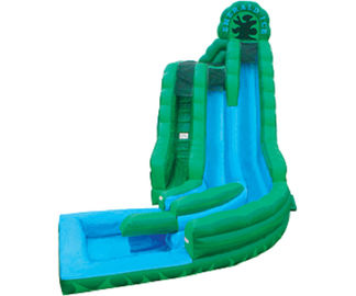 एमरल्ड ग्रीन मेंढक मज़ा पानी स्लाइड, Inflatable डबल रश पर्ची गीले स्लाइड
