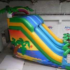 ताड़ के पेड़ के साथ 20 मीटर ट्रॉपिकल विशालकाय विशालकाय Inflatable पानी स्लाइड ग्रीन