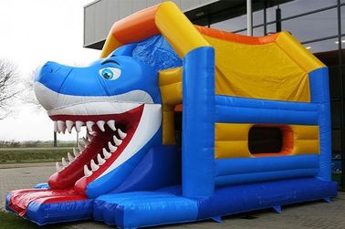मजेदार के लिए Aframe शार्क ब्लू Inflatable कॉम्बो कूदते बाउंसर