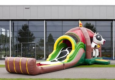 घटना के लिए स्लाइड के साथ लोगो मुद्रण आउटडोर Inflatable कॉम्बो फार्म गाय
