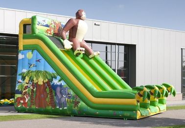 मनोरंजन के लिए बड़े गोरिल्ला वाणिज्यिक Inflatable स्लाइड ग्रीन Inflatable सूखी स्लाइड