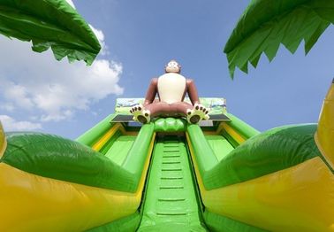 मनोरंजन के लिए बड़े गोरिल्ला वाणिज्यिक Inflatable स्लाइड ग्रीन Inflatable सूखी स्लाइड