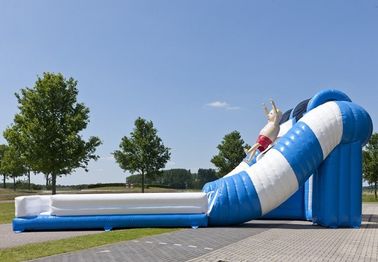 ब्लू / व्हाइट सुरंग वाणिज्यिक Inflatable स्लाइड सुरक्षा विशालकाय Inflatable स्लाइड रेंटल