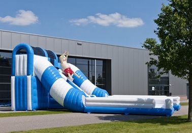 ब्लू / व्हाइट सुरंग वाणिज्यिक Inflatable स्लाइड सुरक्षा विशालकाय Inflatable स्लाइड रेंटल
