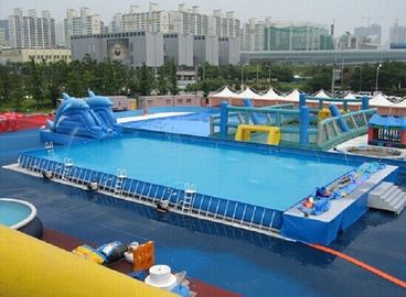 टिकाऊ पिछवाड़े ग्राउंड धातु फ्रेम पूल ब्लू Inflatable स्विमिंग पूल 0.9 पीवीसी Tarpaulin