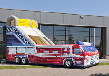 अनुकूलित फायर ट्रक वयस्क Inflatable स्लाइड पार्टी घटना किराया Inflatable स्लाइड