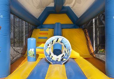 Seaworld कॉम्बो जम्पर किराया Inflatables बाउंस हाउस ब्लू 0.55 मिमी पीवीसी