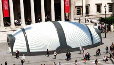 घटना के लिए ब्रांड प्रिंटिंग के साथ बड़े बीटल व्हाइट Inflatable संरचना बिल्डिंग