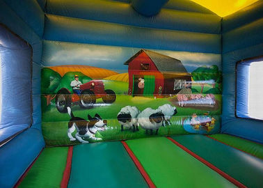 12ftx18ft फार्मयार्ड Inflatable कॉम्बो, स्लाइड के साथ बच्चों ग्रीन कूदते बाउंस हाउस