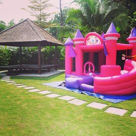 गुलाबी राजकुमारी Inflatable उछाल कैसल, लड़की पार्टी के लिए inflatable कूद महलों