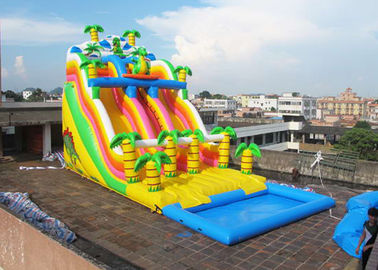 पूल के साथ जंगल Inflatable जल स्लाइड, खेल के मैदान के लिए वाणिज्यिक Inflatable जल स्लाइड