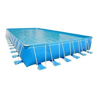 EN71 पोर्टेबल वाटर पूल 0.9 मिमी पीवीसी इन्फ्लैटेबल आयताकार धातु फ्रेम स्विमिंग पूल