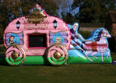 लड़की की जन्मदिन की पार्टी के लिए 12 &amp;#39;x 18&amp;#39; गुलाबी राजकुमारी कैरिज कैसल Inflatable कॉम्बो