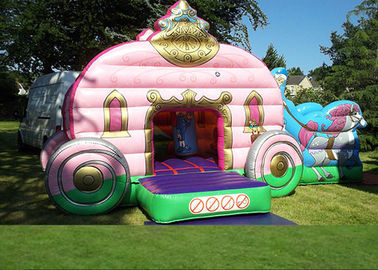 लड़की की जन्मदिन की पार्टी के लिए 12 &amp;#39;x 18&amp;#39; गुलाबी राजकुमारी कैरिज कैसल Inflatable कॉम्बो