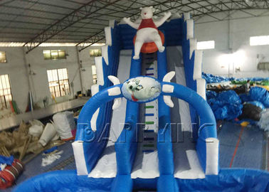 पूल के साथ ब्लू आलसी भालू वाणिज्यिक Inflatable स्लाइड, विशालकाय Inflatable जल स्लाइड