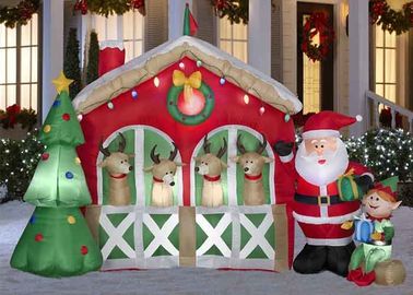 विशालकाय कस्टम विज्ञापन Inflatables निविड़ अंधकार ऑक्सफोर्ड कपड़ा क्रिसमस हाउस