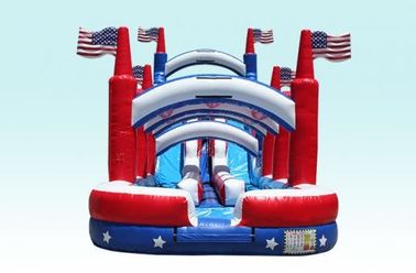 पर्ची स्लाइड के साथ आउटडोर 18 फुट Hignt Inflatable पानी स्लाइड सभी अमेरिकी ध्वज