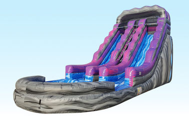 1 9 फीट बैंगनी Inflatable पानी स्लाइड लोगो मुद्रण के साथ ग्रीष्मकालीन स्पलैश