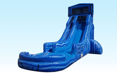 अलग पूल के साथ अनुकूलित 20FT डीप ब्लू Inflatable वाणिज्यिक जल स्लाइड