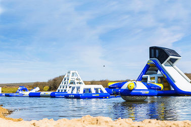 सागर के लिए वेक आइलैंड Inflatable जल पार्क टिकाऊ ब्लू Inflatable एक्वा पार्क