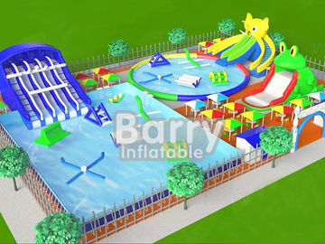 वाणिज्यिक inflatable जल पार्क उपकरण, धातु फ्रेम inflatable मनोरंजन पार्क