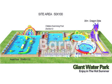 3 डी Inflatable पिछवाड़े जल पार्क निर्माण विशालकाय 0.55 मिमी पीवीसी Tarpaulin