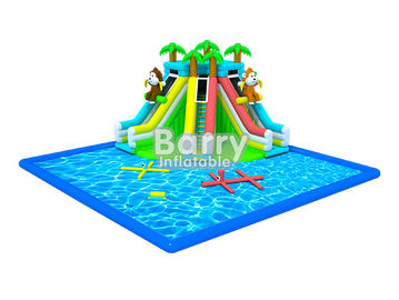 बच्चों inflatable पानी पार्क उपकरण, OEM / ओडीएम जंगल inflatable पानी स्लाइड पूल पार्क