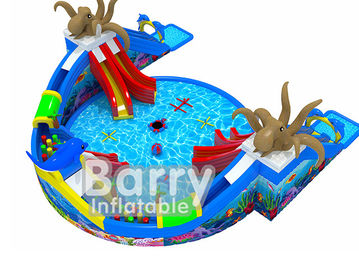विशालकाय ऑक्टोपस जल मनोरंजन पार्क, फ़्लोटिंग खिलौनों के साथ पोर्टेबल ब्लो अप जल पार्क