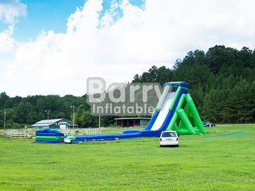 लॉन के लिए हरे और नीले विशालकाय Inflatable स्लाइड पीवीसी सामग्री भारी inflatable स्लाइड
