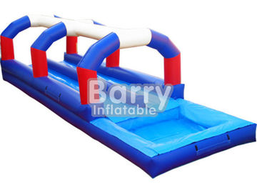 पूल पशु थीम के साथ नीला / लाल / सफेद डबल लेन Inflatable पर्ची एन स्लाइड