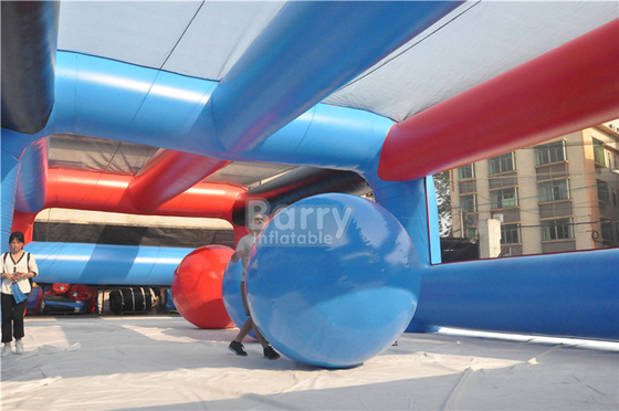 लाल या कस्टम इवेंट 5 किमी inflatable बाधाओं कोर्स डबल सिलाई