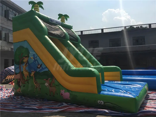 0.55 मिमी पीवीसी महल स्लाइड के साथ बाउंस हाउस जंगल पशु थीम inflatable स्लाइड