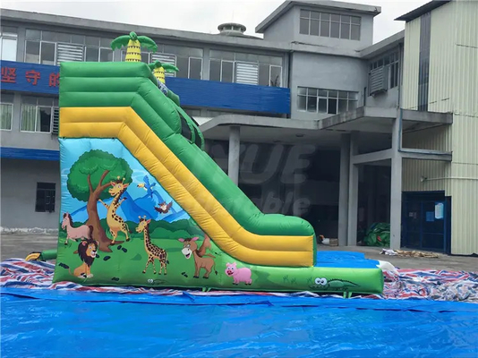 0.55 मिमी पीवीसी महल स्लाइड के साथ बाउंस हाउस जंगल पशु थीम inflatable स्लाइड
