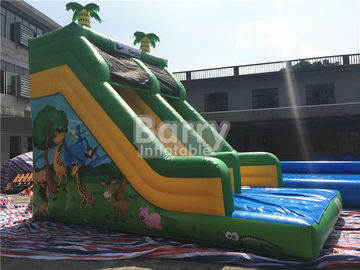 बच्चों के लिए एकल लेन ग्रीन जंगल वाणिज्यिक Inflatable स्लाइड चिड़ियाघर मुद्रण