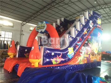 बच्चों के खेल के मैदान के लिए पेशेवर Spongebob वाणिज्यिक Inflatable स्लाइड फायरप्रूफ