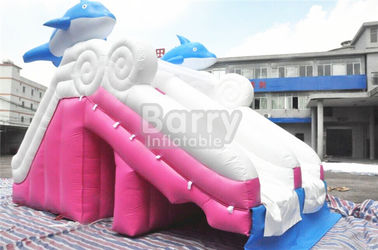 स्विमिंग पूल के लिए 0.55 मिमी पीवीसी Tarpaulin सामग्री डॉल्फिन गुलाबी Inflatable स्लाइड