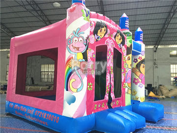 डिजिटल प्रिंटिंग के साथ गुलाबी राजकुमारी बड़ी डोरा Inflatable बाउंस हाउस वाणिज्यिक