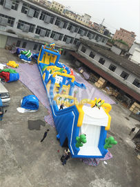 बास्केटबाल शूटिंग के साथ हंसमुख नीले और पीले विशालकाय Inflatable बाधा कोर्स किराए पर लेना