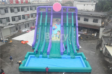 बड़े पूल / वयस्क Inflatable खेलों के साथ कूल 5 लेन विशालकाय Inflatable जल स्लाइड