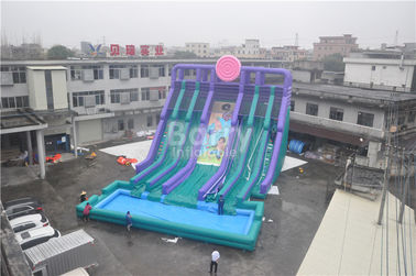 बड़े पूल / वयस्क Inflatable खेलों के साथ कूल 5 लेन विशालकाय Inflatable जल स्लाइड