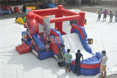 स्पाइडरमैन बाउंसी कैसल, स्लाइड के साथ गोल Inflatable बाउंसर कॉम्बो