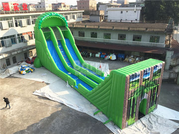 वयस्क ग्रीन रंग के लिए वाणिज्यिक विशालकाय Inflatable ज़िप लाइन स्लाइड