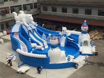 स्लाइड ब्लू एंड व्हाइट के साथ आउटडोर कमाल भालू Inflatable जल पार्क