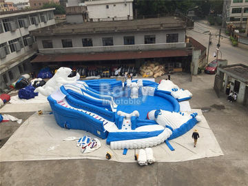 स्लाइड ब्लू एंड व्हाइट के साथ आउटडोर कमाल भालू Inflatable जल पार्क