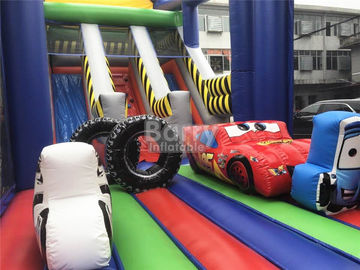 शेल्टर कवर के साथ बच्चों / बच्चा के लिए आउटडोर कार्टून Inflatable उछाल स्लाइड