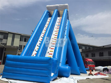 जल पूल अग्निरोधी के लिए ब्लू डबल लेंस विशालकाय Inflatable स्लाइड