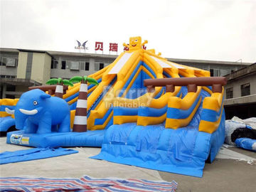 डिजिटल प्रिंटिंग के साथ पूल के लिए पीला और नीला स्पंजबोब Inflatable जल स्लाइड