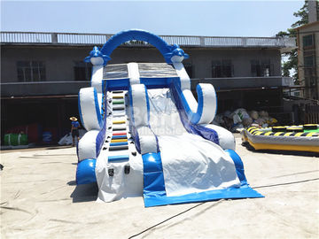 पीवीसी सामग्री के साथ ब्लू छोटे Inflatable डॉल्फिन स्लाइड / चढ़ाई दीवार ऊपर उड़ाओ