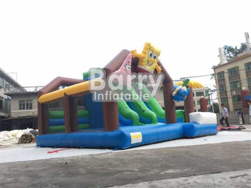 पीवीसी तिरपाल सामग्री कूदते बच्चों के लिए Spongebob Inflatable कॉम्बो उछाल हाउस